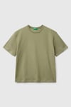 United Colors Of Benetton Baskılı Oversize Fit Pamuklu Bisiklet Yaka Erkek Çocuk T Shirt 3I1XC10NL HAKİ