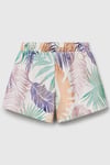 United Colors Of Benetton Desenli Pamuklu Regular Fit Normal Bel Kız Çocuk Short 35UJC903F Ekru-Lila-Mor