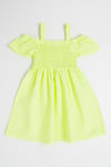 United Colors Of Benetton Keten ve Pamuk Karışımlı Loose Fit Kız Çocuk Elbise 43WBCV037 SARI