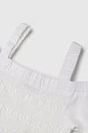 United Colors Of Benetton Keten ve Pamuk Karışımlı Loose Fit Kız Çocuk Elbise 43WBCV037 BEYAZ