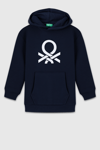 United Colors Of Benetton Logolu Pamuklu Regular Fit Kapüşonlu Erkek Çocuk Sweat BNTB23341 LACİVERT