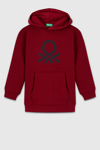 United Colors Of Benetton Logolu Pamuklu Regular Fit Kapüşonlu Erkek Çocuk Sweat BNTB23341 BORDO