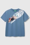 United Colors Of Benetton Marvel Baskılı Pamuklu Regular Fit Bisiklet Yaka Erkek Çocuk T Shirt 35RYC10N9 AÇIK MAVİ