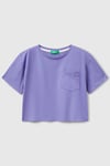 United Colors Of Benetton Pamuklu Baskılı Boxy Fit Bisiklet Yaka Crop Kız Çocuk T Shirt 3I1XC10N8 MOR