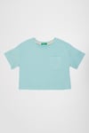 United Colors Of Benetton Pamuklu Baskılı Boxy Fit Bisiklet Yaka Crop Kız Çocuk T Shirt 3I1XC10N8 MİNT