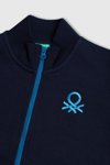 United Colors Of Benetton Pamuklu Dik Yaka Fermuarlı Erkek Çocuk Sweat BNTB23351 LACİVERT