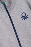 United Colors Of Benetton Pamuklu Dik Yaka Fermuarlı Erkek Çocuk Sweat BNTB23351 GRİ MELANJ