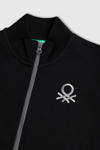 United Colors Of Benetton Pamuklu Dik Yaka Fermuarlı Erkek Çocuk Sweat BNTB23351 SİYAH