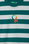 United Colors Of Benetton Pamuklu Regular Fit Bisiklet Yaka Çizgili Erkek Çocuk Sweat BNTB23297 YEŞİL ÇİZGİLİ