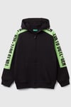 United Colors Of Benetton Pamuklu Şeritli Regular Fit Kapüşonlu Erkek Çocuk Sweat 3J68C504R SİYAH