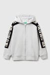 United Colors Of Benetton Pamuklu Şeritli Regular Fit Kapüşonlu Erkek Çocuk Sweat 3J68C504R GRİ MELANJ