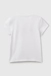 United Colors Of Benetton Pamuklu Simli Logo Baskılı Regular Fit Bisiklet Yaka Kız Çocuk T Shirt 3I1XC10MZ BEYAZ