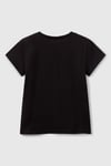 United Colors Of Benetton Pamuklu Simli Logo Baskılı Regular Fit Bisiklet Yaka Kız Çocuk T Shirt 3I1XC10MZ SİYAH