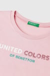 United Colors Of Benetton Pamuklu Simli Logo Baskılı Regular Fit Bisiklet Yaka Kız Çocuk T Shirt 3I1XC10MZ AÇIK PEMBE