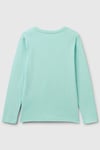 United Colors Of Benetton Pamuklu Simli Logo Baskılı Regular Fit Uzun Kollu Kız Çocuk T Shirt 3I9WC10MY MİNT