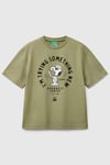 United Colors Of Benetton Peanuts Baskılı Pamuklu Regular Fit Bisiklet Yaka Erkek Çocuk T Shirt 3X1SC10NI HAKİ