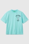 United Colors Of Benetton Peanuts Baskılı Pamuklu Regular Fit Bisiklet Yaka Erkek Çocuk T Shirt 3X1SC10NI TURKUAZ