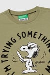 United Colors Of Benetton Peanuts Baskılı Pamuklu Regular Fit Bisiklet Yaka Erkek Çocuk T Shirt 3X1SC10NI HAKİ