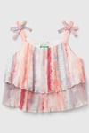 United Colors Of Benetton Regular Fit Fiyonklu Askılı Desenli Kız Çocuk Bluz 5L8RCH00B PEMBE