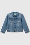 United Colors Of Benetton Streç Pamuklu Regular Fit Erkek Çocuk Kot Ceket 25ONCN062 MAVİ