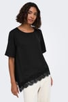 urba Regular Fit Dantel Detaylı Kadın T Shirt 15386781 SİYAH