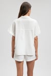 V Yaka % 100 Pamuk Kısa Kollu Loose Fit Kadın Gömlek 1210758-70057 BEYAZ