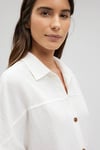 V Yaka % 100 Pamuk Kısa Kollu Loose Fit Kadın Gömlek 1210758-70057 BEYAZ