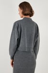 V Yaka Düğmeli Triko Crop Kadın Hırka 4616170 KOYU GRİ