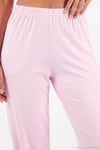 V Yaka Kruvaze Bağlamalı Crop Üst ve Jogger Alt Kadın Pijama Takımı 65780019 PEMBE