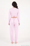 V Yaka Kruvaze Bağlamalı Crop Üst ve Jogger Alt Kadın Pijama Takımı 65780019 PEMBE