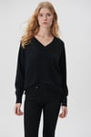 V Yaka Loose Fit Kadın Kazak 1710144-900 SİYAH