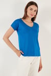 V Yaka Relaxed Fit Yırtmaç Detaylı 2'li Paket Kadın Bluz 5862000S2 SİYAH-SAKS