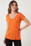 V Yaka Relaxed Fit Yırtmaç Detaylı 2'li Paket Kadın Bluz 5862000S2 ORANJ-Olive