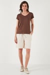 V Yaka Relaxed Fit Yırtmaç Detaylı 2'li Paket Kadın Bluz 5862000S2 SİYAH-KAHVE