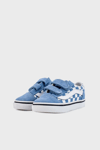 Vans Old Skool V Kareli Cırt Cırtlı Kanvas Sneaker Unisex Çocuk Ayakkabı VN0009RCE2W1 MAVİ-BEYAZ