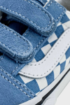 Vans Old Skool V Kareli Cırt Cırtlı Kanvas Sneaker Unisex Çocuk Ayakkabı VN0009RCE2W1 MAVİ-BEYAZ