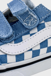 Vans Old Skool V Kareli Cırt Cırtlı Kanvas Sneaker Unisex Çocuk Ayakkabı VN0009RCE2W1 MAVİ-BEYAZ