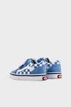 Vans Old Skool V Kareli Cırt Cırtlı Kanvas Sneaker Unisex Çocuk Ayakkabı VN0009RCE2W1 MAVİ-BEYAZ