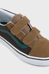Vans Old Skool V Logolu Süet Detaylı Cırtlı Sneaker Unisex Çocuk Ayakkabı VN000CYABF01 HAKİ-KAHVE