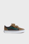 Vans Old Skool V Logolu Süet Detaylı Cırtlı Sneaker Unisex Çocuk Ayakkabı VN000CYABF01 HAKİ-KAHVE
