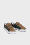 Vans Old Skool V Logolu Süet Detaylı Cırtlı Sneaker Unisex Çocuk Ayakkabı VN000CYABF01 HAKİ-KAHVE