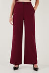 Wide Leg Orta Yüksek Bel Bol Paça Kumaş Kadın Pantolon 6522974 BORDO