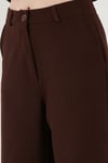 Wide Leg Orta Yüksek Bel Bol Paça Kumaş Kadın Pantolon 6522974 KAHVE