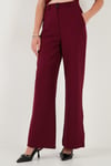 Wide Leg Orta Yüksek Bel Bol Paça Kumaş Kadın Pantolon 6522974 BORDO