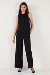 Wide Leg Orta Yüksek Bel Bol Paça Kumaş Kadın Pantolon 6522974 SİYAH