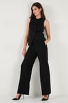 Wide Leg Orta Yüksek Bel Bol Paça Kumaş Kadın Pantolon 6522974 SİYAH