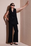 Wide Leg Orta Yüksek Bel Bol Paça Kumaş Kadın Pantolon 6522974 SİYAH