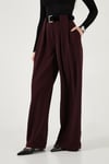 Wide Leg Yüksek Bel Bol Paça Kemer Detaylı Kadın Pantolon 6923855 MÜRDÜM