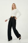 Wide Leg Yüksek Bel Bol Paça Kemer Detaylı Kadın Pantolon 6923855 SİYAH