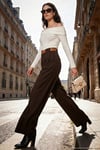 Wide Leg Yüksek Bel Bol Paça Kemer Detaylı Kadın Pantolon 6923855 KAHVE
